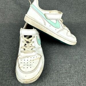 Nike Court Borough Low Sneaker Kids US 13.5C White Green Leather Lifestyle Shoes